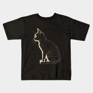 cat sitting in the darkness Kids T-Shirt